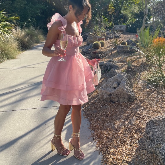 SOLD Pink Ruffle Mini Dress - Picture 10 of 10